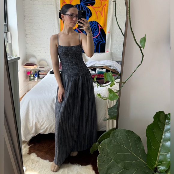 Après Studio Dresses & Skirts - BLUE STRIPE MAXI BALLERINA DRESS